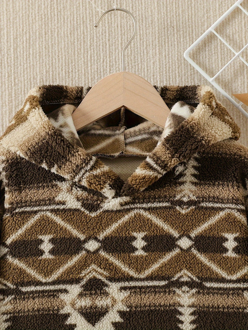 Load image into Gallery viewer, TMCHD21 - Boy&#39;s Aztec Print Hooded Sweatshirt
