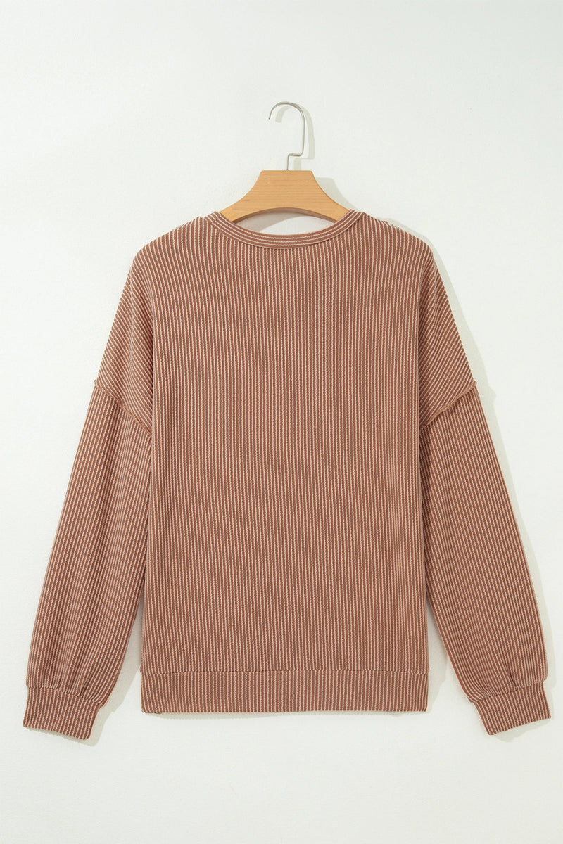 Load image into Gallery viewer, DLLS878 - Ladies DUNE Leopard Print Colorblock Ribbed Knit Blouse
