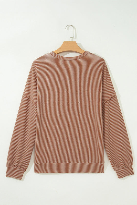 DLLS878 - Ladies DUNE Leopard Print Colorblock Ribbed Knit Blouse