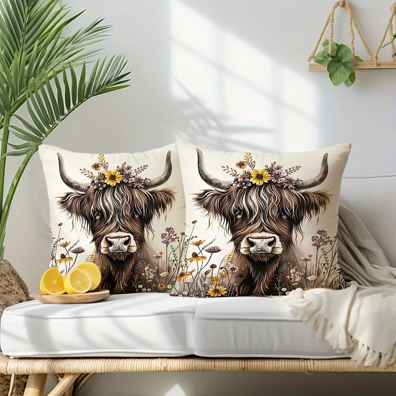 Load image into Gallery viewer, TMPL71 - Set of 2 - 18&quot; x 18&quot; Daisy Cow Throw Pillows
