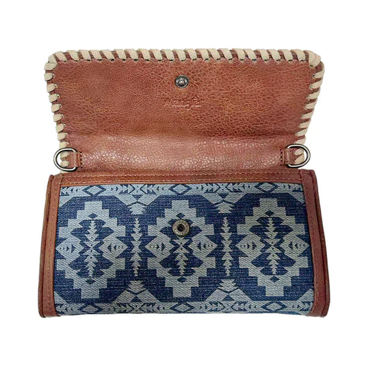 WG2212-C012JN - Wrangler Southwestern Print Wallet/Wristlet/Crossbody Bag - Jean