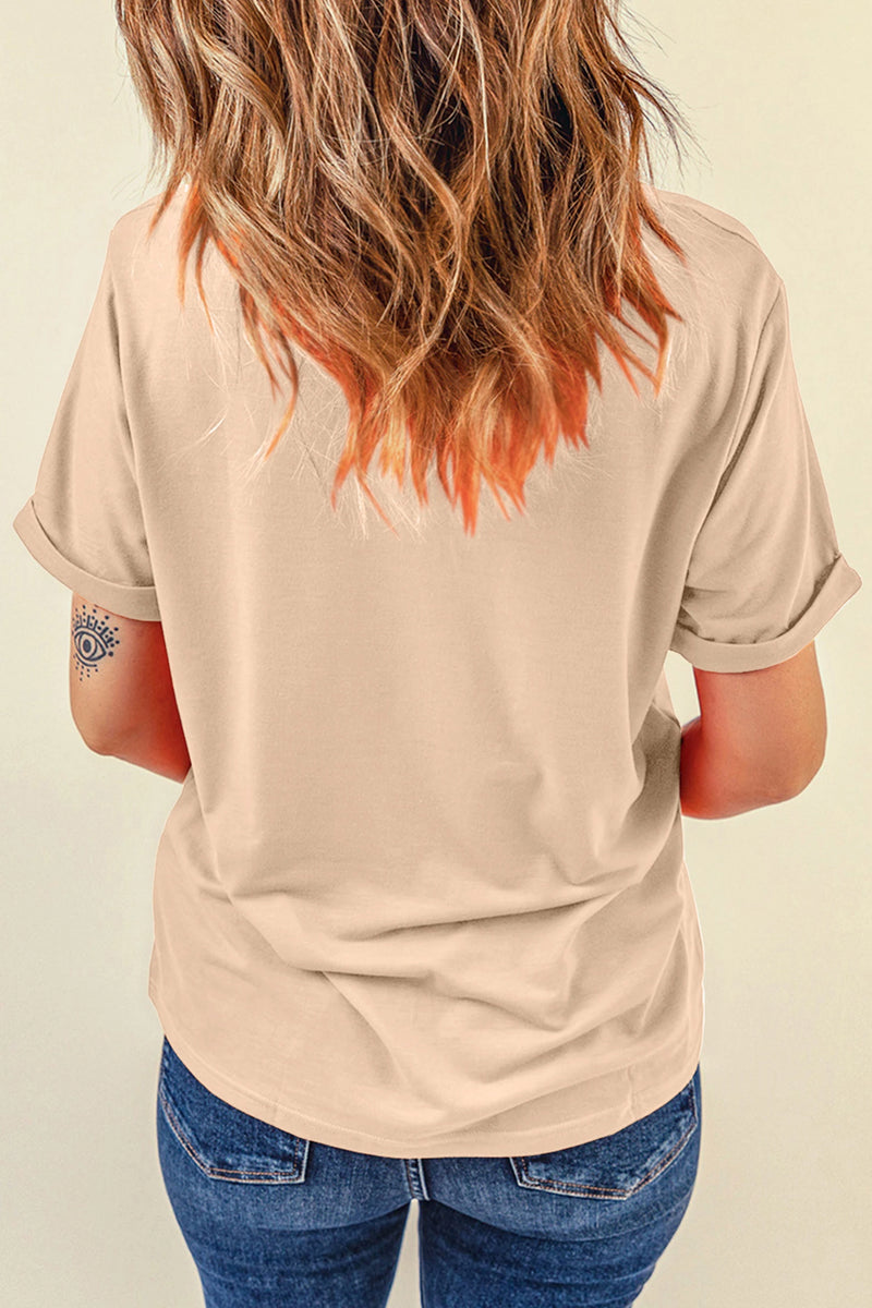 Load image into Gallery viewer, DLLS773 - Ladies Khaki DARLIN Camo Letter Print Crewneck T Shirt
