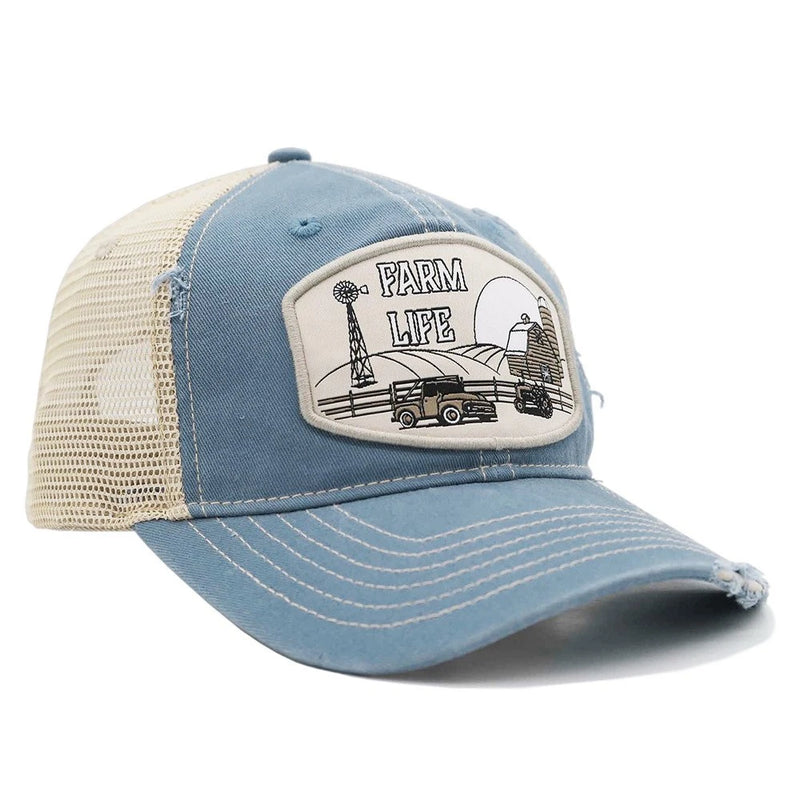 Load image into Gallery viewer, CAP-122-B - Blue "Farm Life" Trucker Cap

