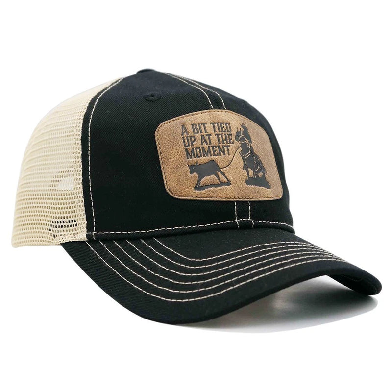 Load image into Gallery viewer, CAP-115-B - Black "A Bit Tied Up At The Moment" Trucker Cap
