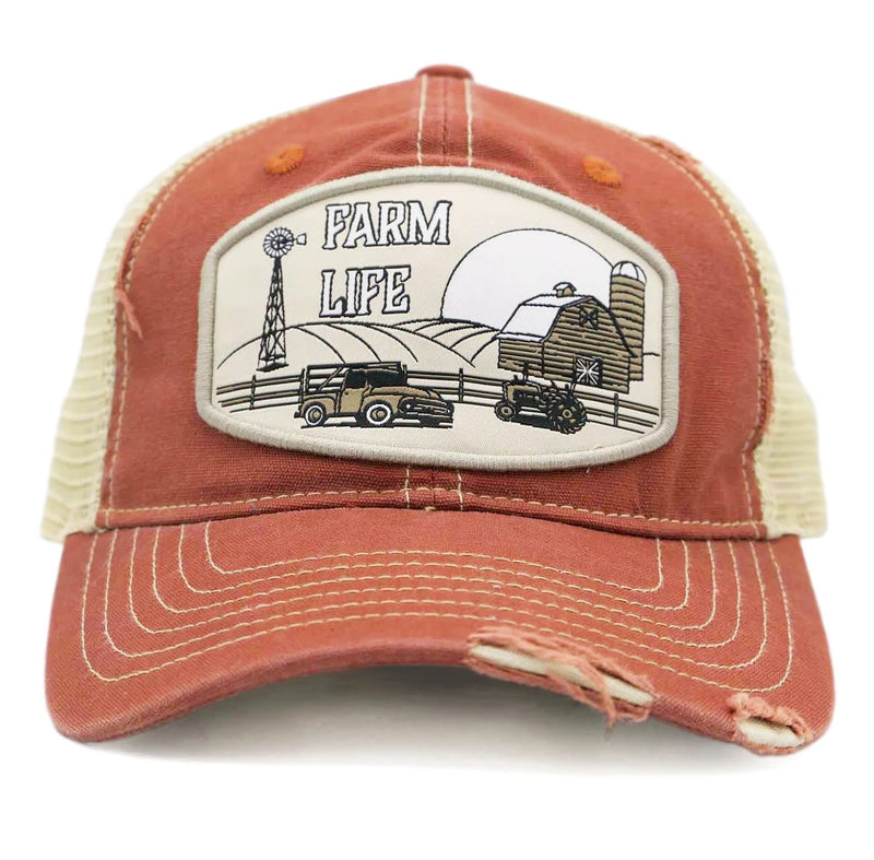 Load image into Gallery viewer, CAP-122-R - Redwood "Farm Life" Trucker Cap
