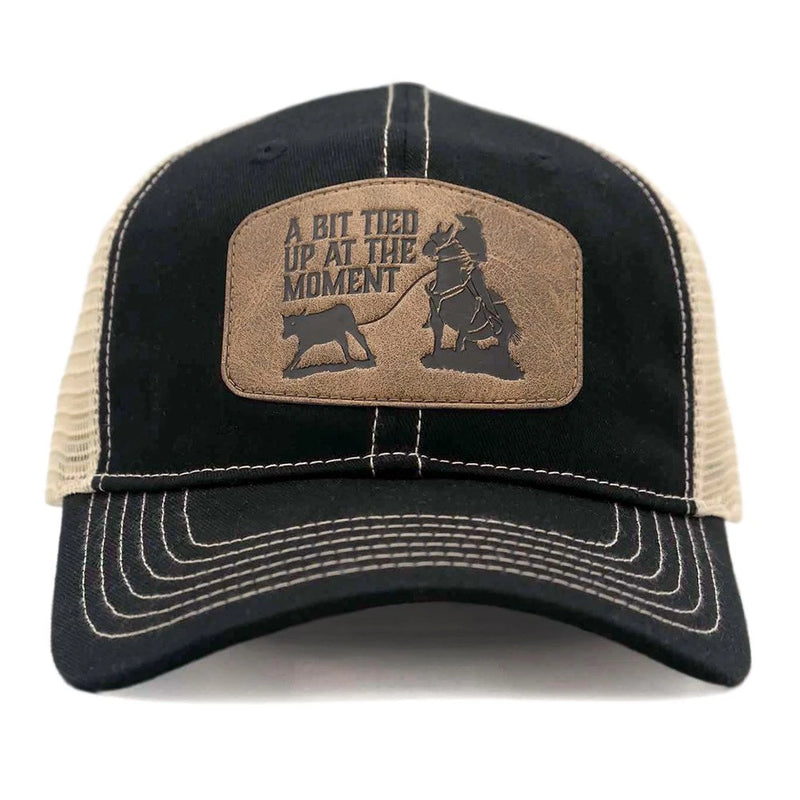 Load image into Gallery viewer, CAP-115-B - Black "A Bit Tied Up At The Moment" Trucker Cap
