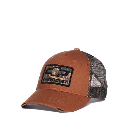 GEN18A - Chevrolet Weathered Cotton Cap With Camo Mesh