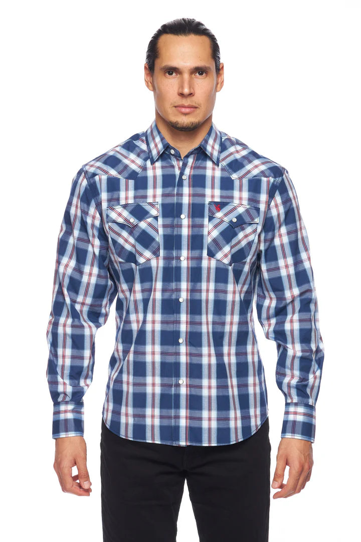 Load image into Gallery viewer, PS400-403 - Rodeo Clothing Men&#39;s Western Long Sleeve Pearl Snap Plaid Shirt
