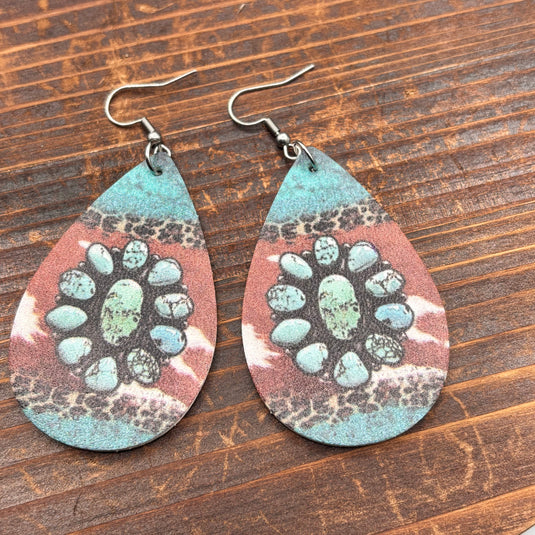 TMER105 - Western PU Leather Drop Earrings