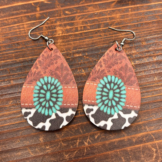 TMER102 - Western PU Leather Drop Earrings