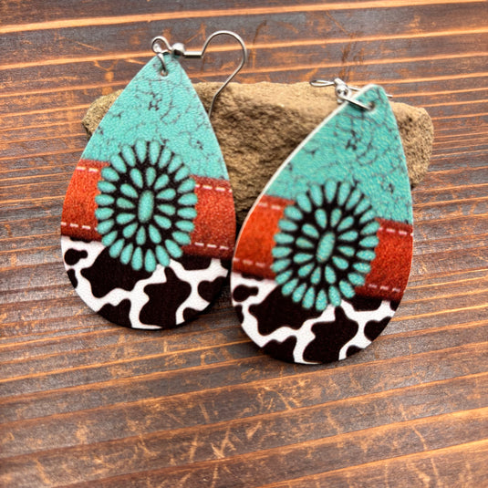TMER101 - Western PU Leather Drop Earrings
