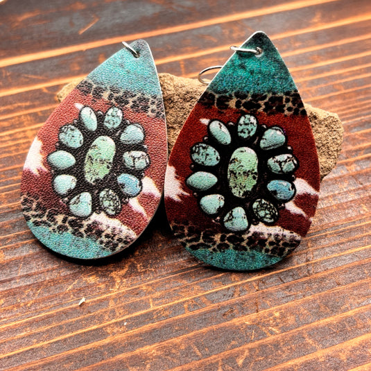 TMER105 - Western PU Leather Drop Earrings