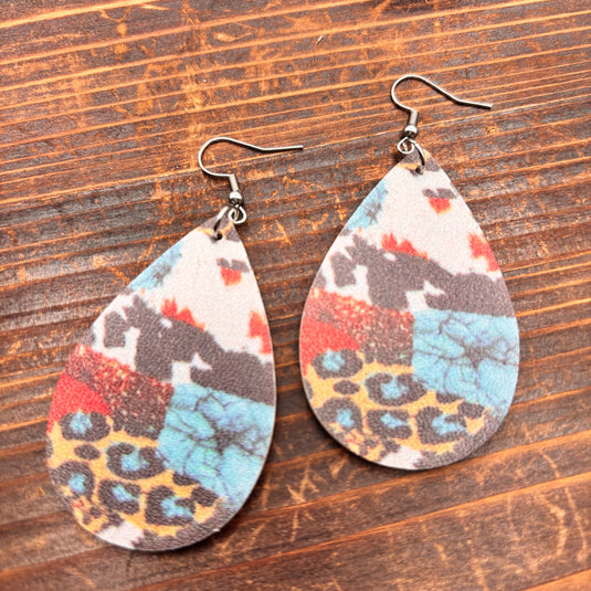 TMER104 - Western PU Leather Drop Earrings