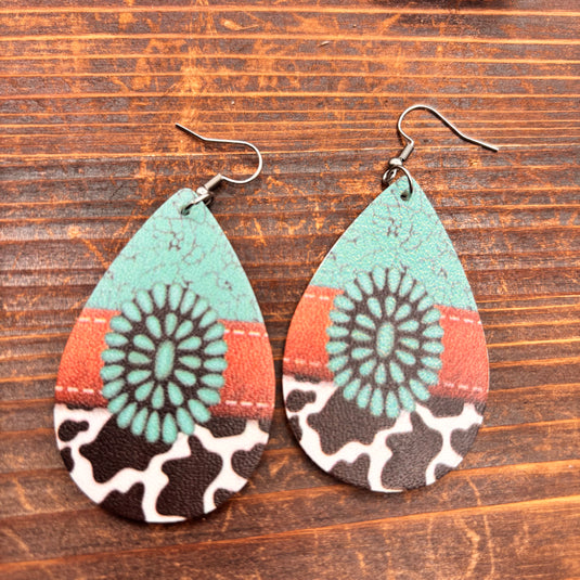 TMER101 - Western PU Leather Drop Earrings