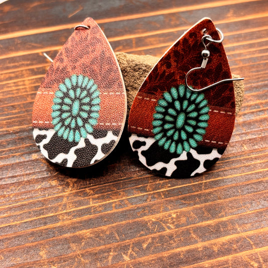 TMER102 - Western PU Leather Drop Earrings