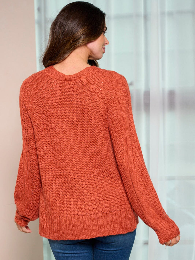 Load image into Gallery viewer, WFT 9 - WOMEN&#39;S RUST LONG SLEEVE BUTTON UP KNIT SWEATER CARDIGAN
