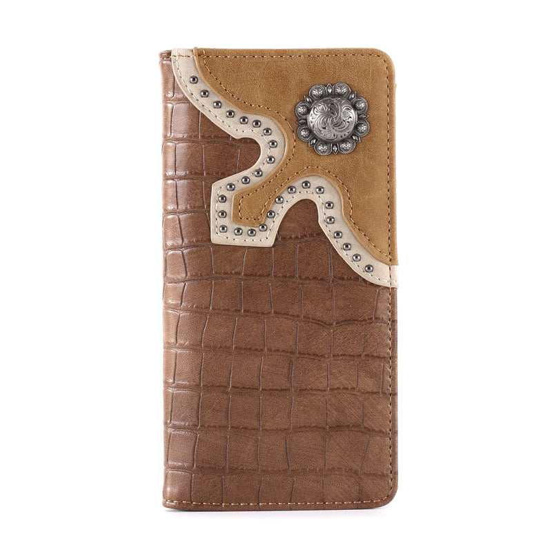 Load image into Gallery viewer, MW-608BR - Montana West Croc Print Men&#39;s Bifold Long PU Leather Wallet
