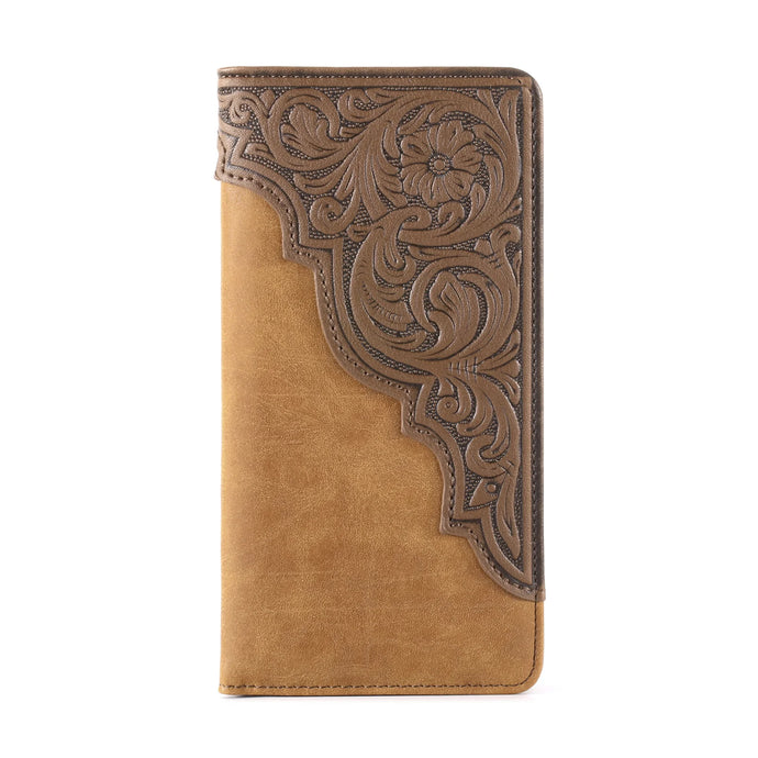 MW-611TN - Embossed Floral Men's Bifold Long PU Leather Wallet