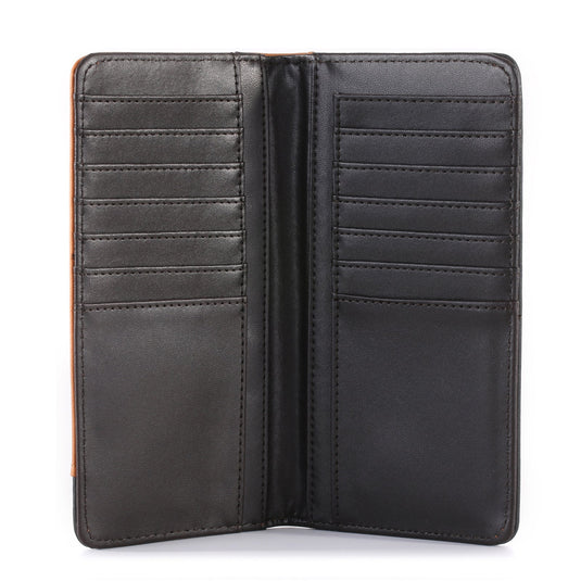MW-612BK - Embossed Floral Men's Bifold Long PU Leather Wallet