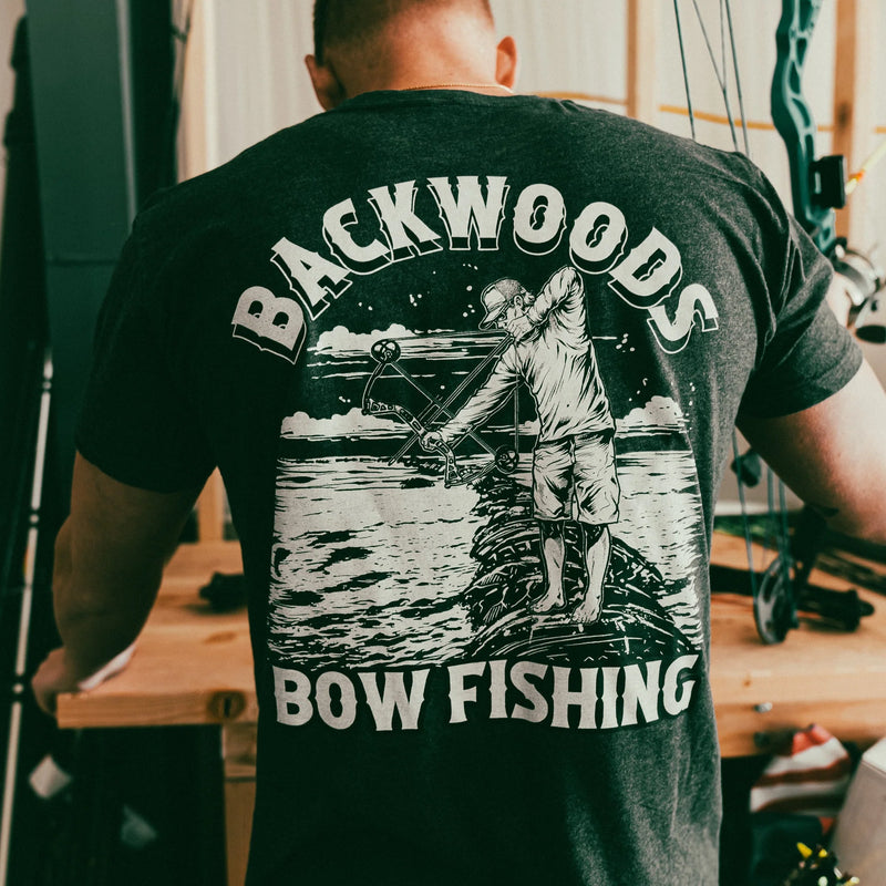 Load image into Gallery viewer, OUT60015 - OUTLAW BACKWOODS BOWFISHING Charcoal Heather T Shirt
