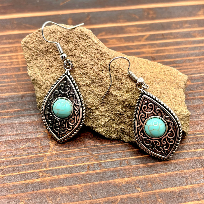 NIHER17 - Geometric Turquoise Inlay Earrings