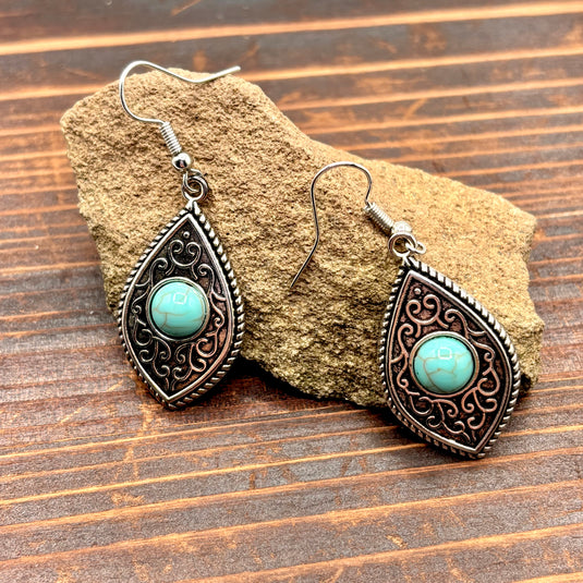 NIHER17 - Geometric Turquoise Inlay Earrings