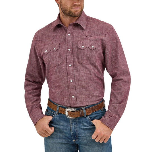 112369520 - Wrangler Men's Cody Johnson Burgundy Western Snap