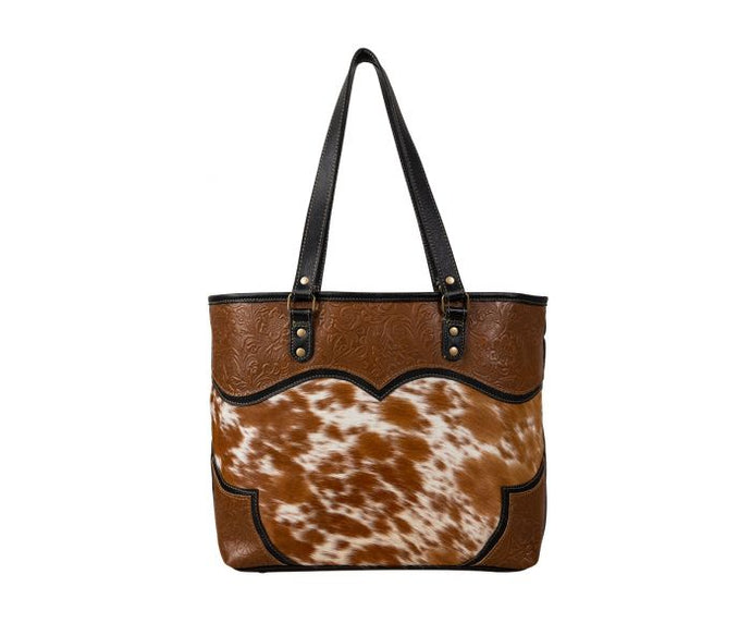 S-7374 - Myra Cattle Brun Canvas & Hairon Bag