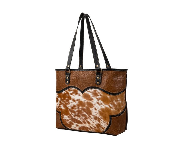 Load image into Gallery viewer, S-7374 - Myra Cattle Brun Canvas &amp; Hairon Bag
