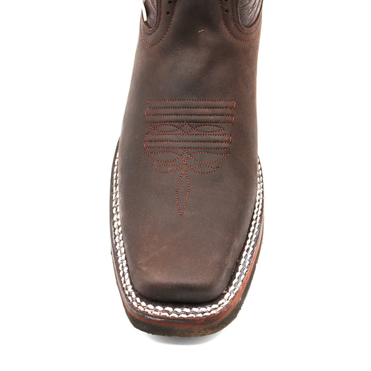 2133 - RockinLeather Women's Dark Brown Western Boot With Narrow Square Toe