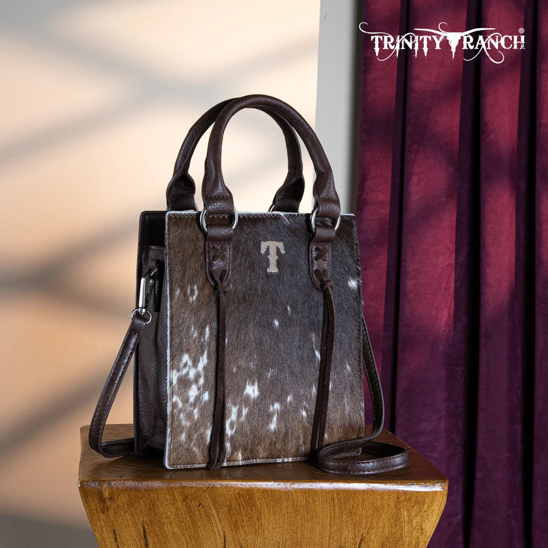 Load image into Gallery viewer, TR183-8360CF - Trinity Ranch Hair On Cowhide Top Handle Tote/Crossbody - Coffee
