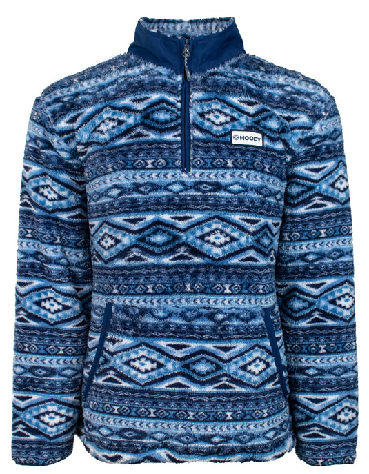 HFP001NVAZ - Hooey Men's Navy / Aztec Fleece Pullover with Navy Collar