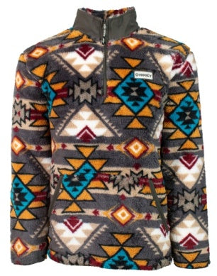 HFP001BRAZ-Y - Hooey Youth Men's Brown / Aztec Fleece Pullover with Brown Collar