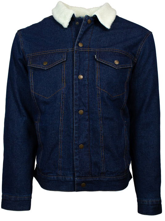 HJ094DE-Y - Hooey Youth Denim Jacket with Cream Sherpa & Blue Aztec Fleece Lining