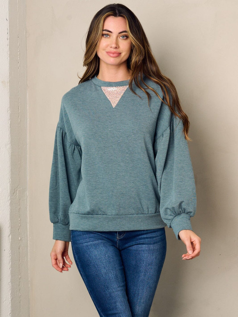 Load image into Gallery viewer, WFT 23 - WOMEN&#39;S LONG SLEEVE SMALL STUDS DETAILED TOP
