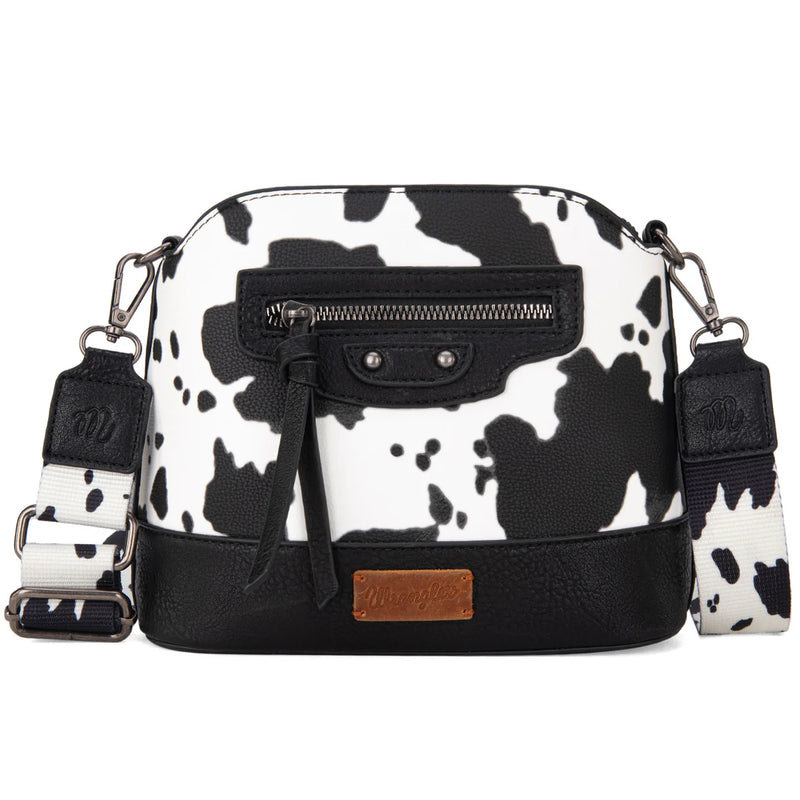 Load image into Gallery viewer, WG133-213BK - Wrangler Cow Print Crossbody Bag - Black
