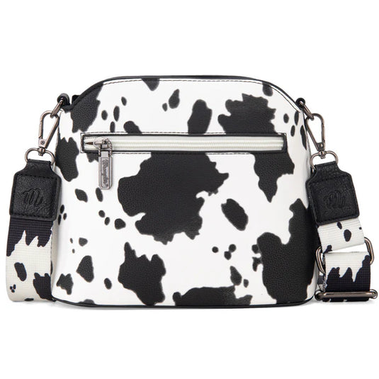 WG133-213BK - Wrangler Cow Print Crossbody Bag - Black