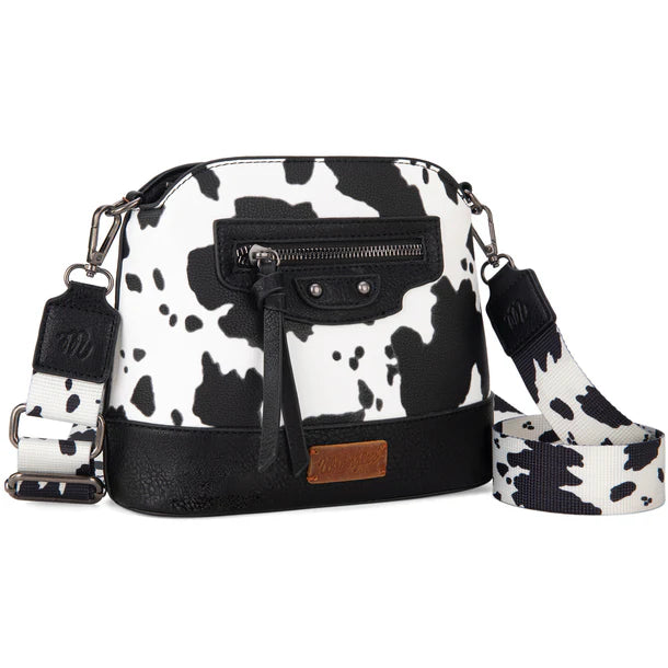 Load image into Gallery viewer, WG133-213BK - Wrangler Cow Print Crossbody Bag - Black
