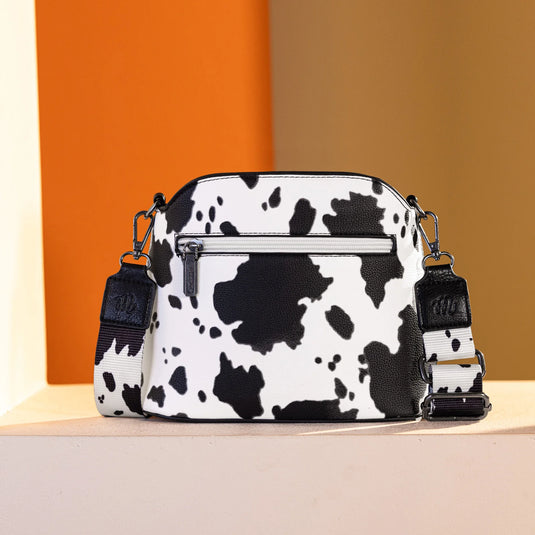 WG133-213BK - Wrangler Cow Print Crossbody Bag - Black