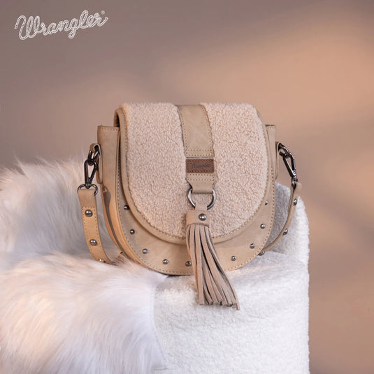 WG160-6010KH - Wrangler Sherpa Saddle Bag Crossbody - Khaki