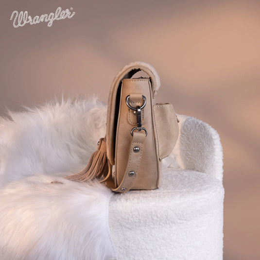 WG160-6010KH - Wrangler Sherpa Saddle Bag Crossbody - Khaki