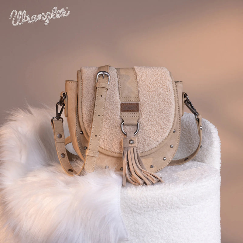 Load image into Gallery viewer, WG160-6010KH - Wrangler Sherpa Saddle Bag Crossbody - Khaki
