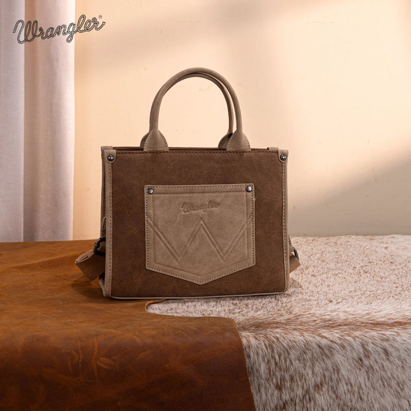 Load image into Gallery viewer, WG250-81202BR - Wrangler Buckle Tote/Crossbody - Brown
