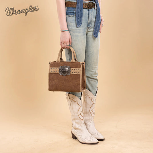 WG250-81202BR - Wrangler Buckle Tote/Crossbody - Brown