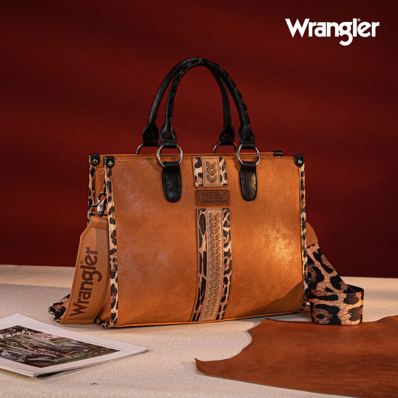 Load image into Gallery viewer, WG83G-8260BR - Wrangler Whipstitch Small Tote/Crossbody - Brown
